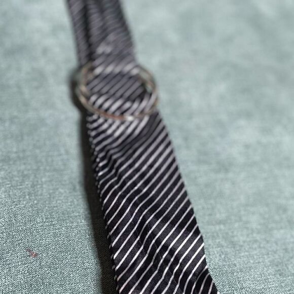 🔥❤️🔥 Black Silk Tie Style D Ring Belt EPC Women’s Size Medium 43” - Picture 11 of 11